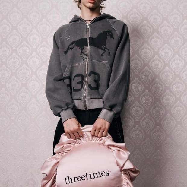 쓰리타임즈 후드집업 차콜
