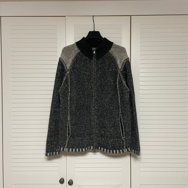 아르마니 익스체인지 램스울 하이넥 니트집업