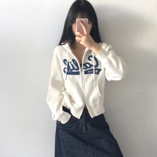 후아유 자수패치 후드집업