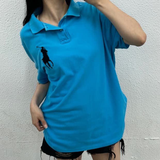 폴로 랄프로렌 블랙 빅포니 스카이블루 pk반팔 XL