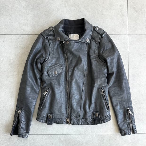 발망 왁스코팅 퀼팅 바이커 자켓