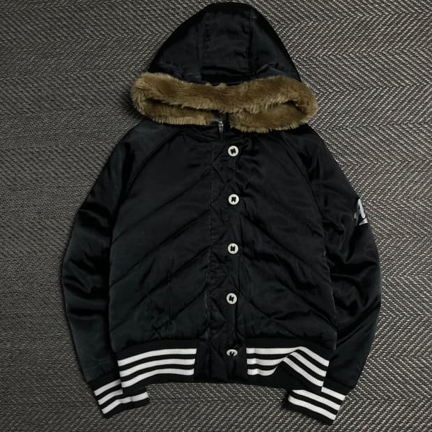 아디다스 y2k 크롭 퍼 패디드 후드 점퍼o 5379