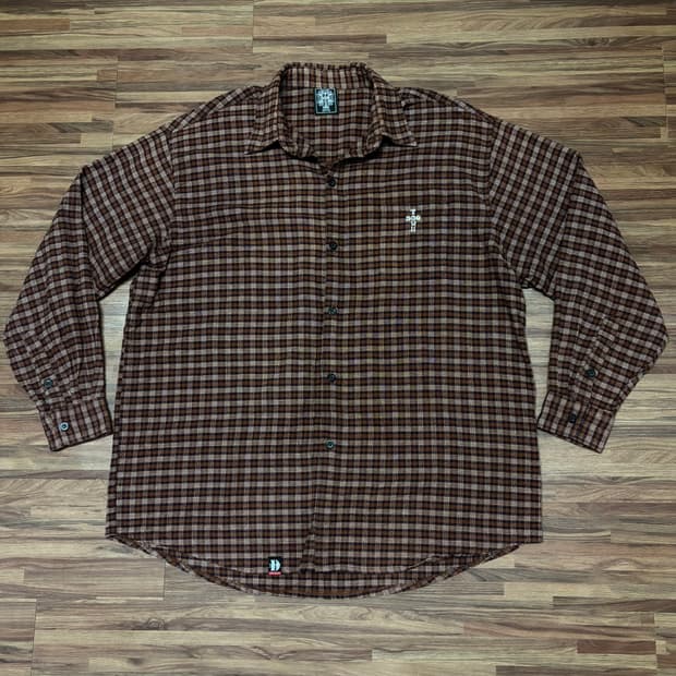 독타운 도그타운 플란넬 옴브레 브라운 체크 스케이터 셔츠 남방