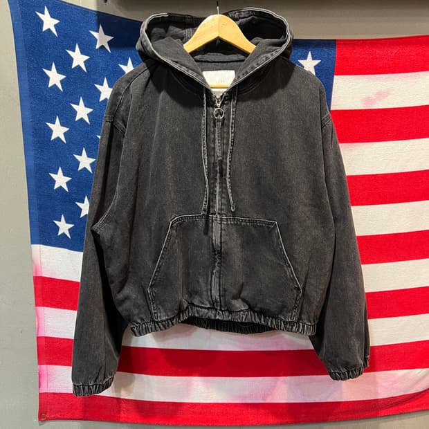 자라 워싱 크롭 후드집업