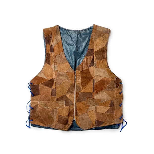빈티지 레더 패치워크 베스트