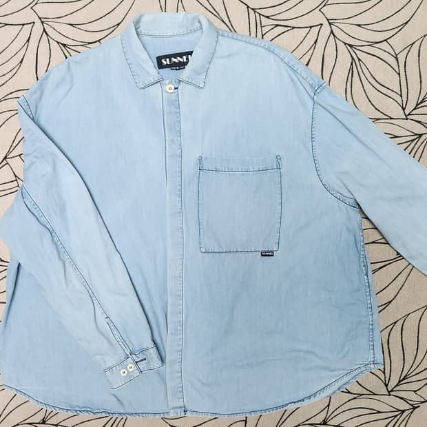 SUNNEI 남성 오버사이즈 셔츠 - 라이트 워시 XL