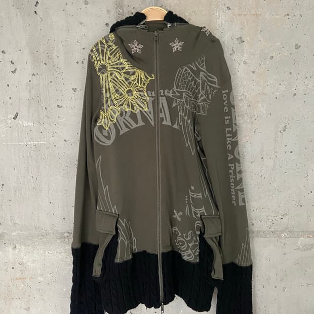 Glitz 니트 포인트 후드집업