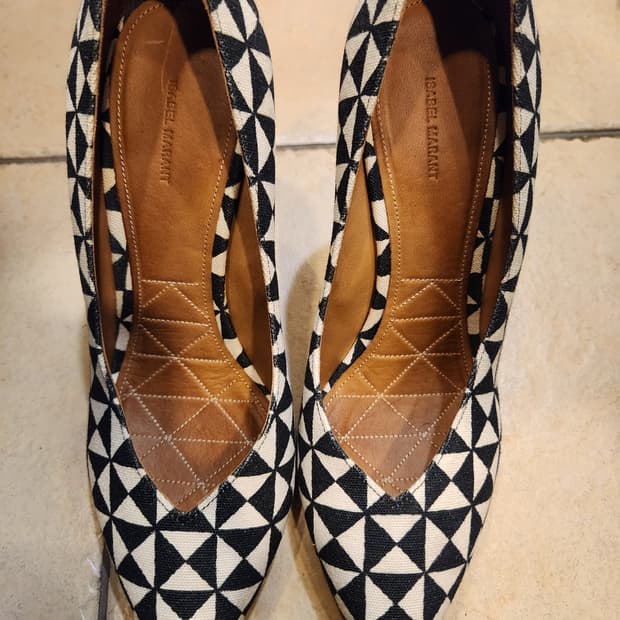 이자벨마랑 블랙 화이트 패턴힐