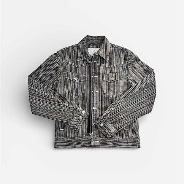 Japan 이카 Ikka 스트라이프 트러커 데님자켓 M