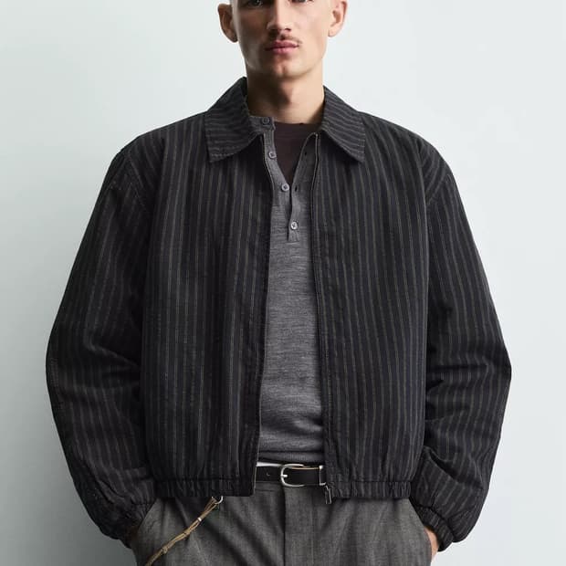 자라 스트라이프 크롭 핏 점퍼