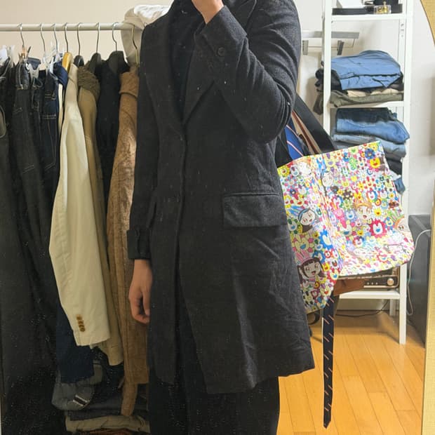 요지야마모토 NOIR 도트 자카드 코트