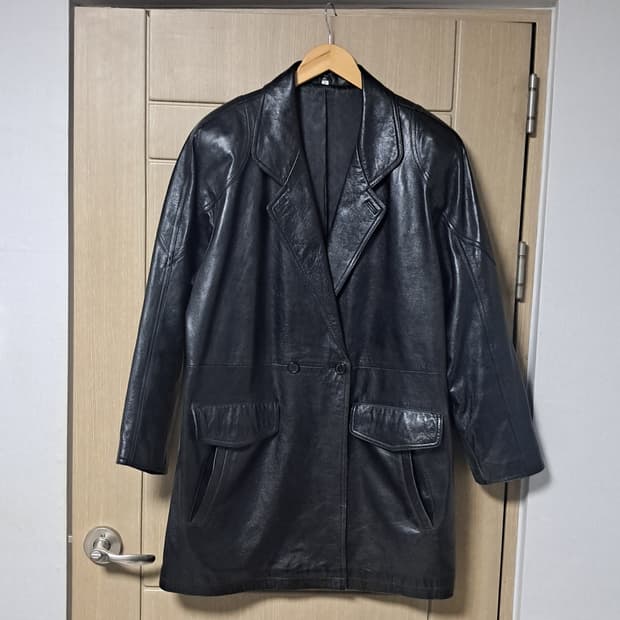 빈티지 천연 양가죽 롱자켓 가죽 코트