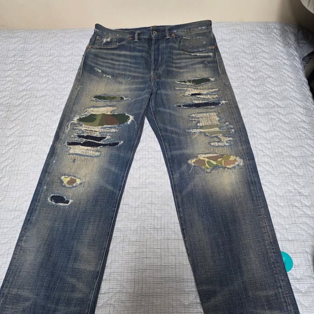 RRL 데미지 데님 팬츠