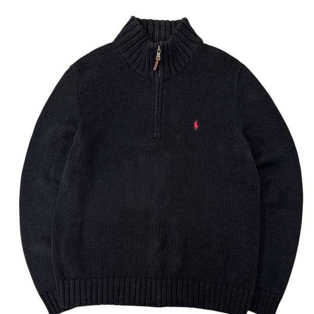 00s 폴로 반집업 니트 블랙 (L)