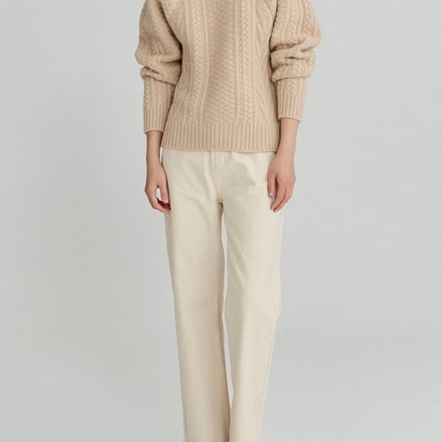 렉토 케이블 울 니트 베이지 CABLE KNIT WOOL SWEATER