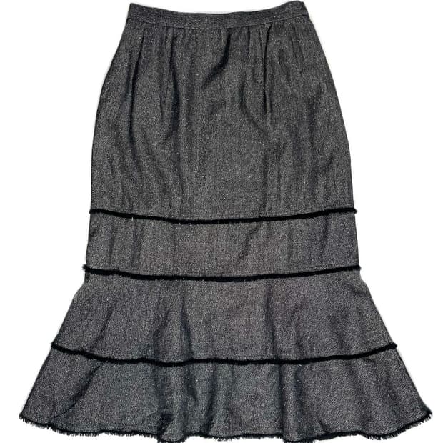 vintage 트위드 미디 스커트