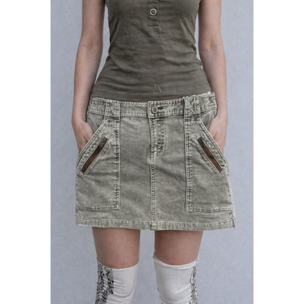 빈티지 워싱 포켓 미니 스커트