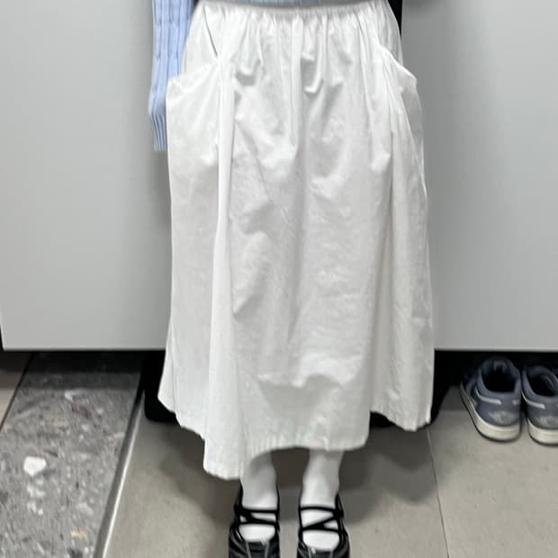 미국 빈티지 허리 아일렛 코튼 롱 플레어 치마