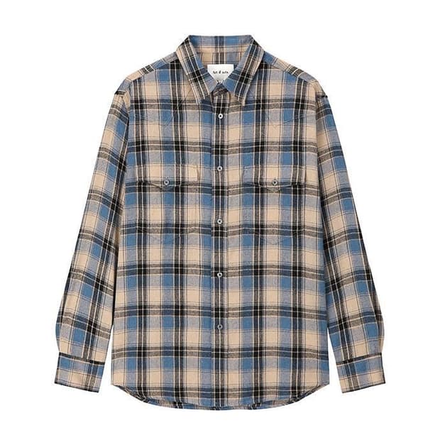아트이프액츠 워시드 체크 웨스턴 셔츠 블루 XL