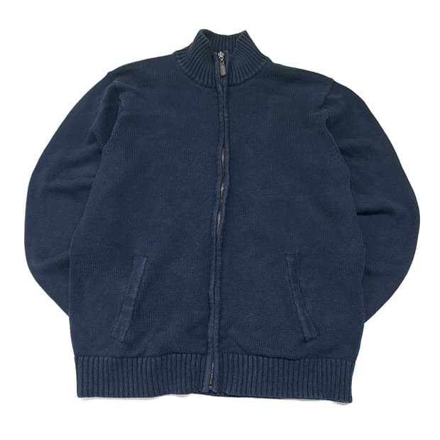 CL037 엘엘빈 코튼 캐시미어 투포켓 네이비 드라이버즈 니트 집업