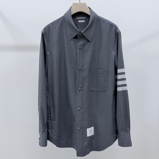 [S+급/3] 톰브라운 사선완장 플레인 위브 셔츠 자켓 그레이