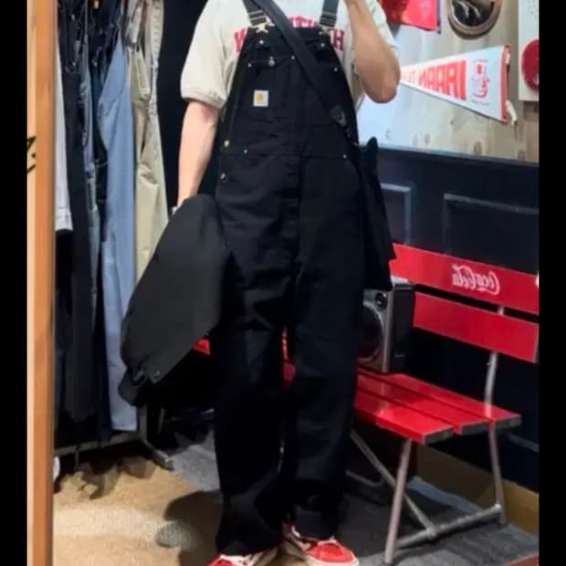 [USA made] 칼하트 OG 더블니 블랙 오버롤 38x32