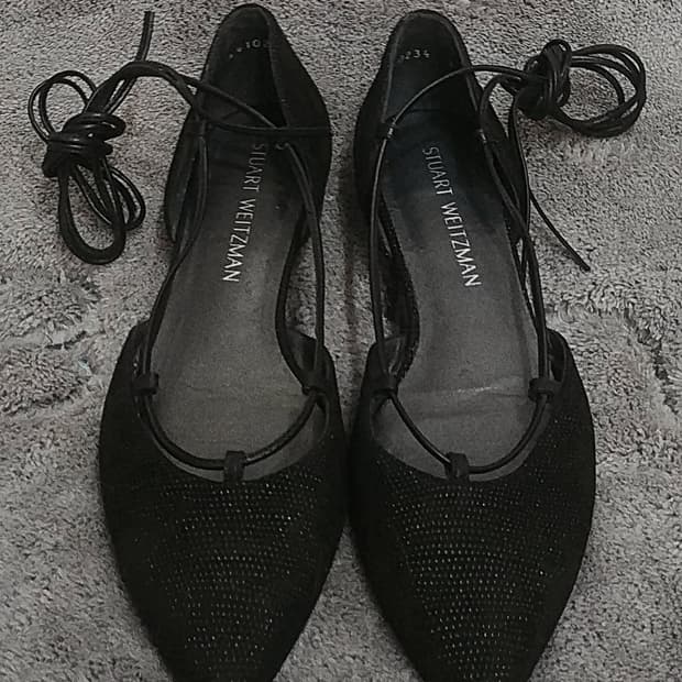 스튜어트 와이츠먼  길리건 레이스업 플랫슈즈 블랙/240