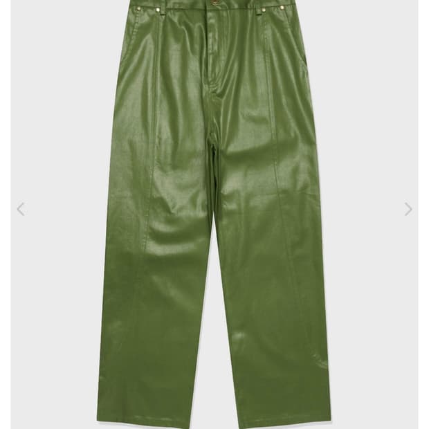 팔렛 코팅 커브드 팬츠 올리브