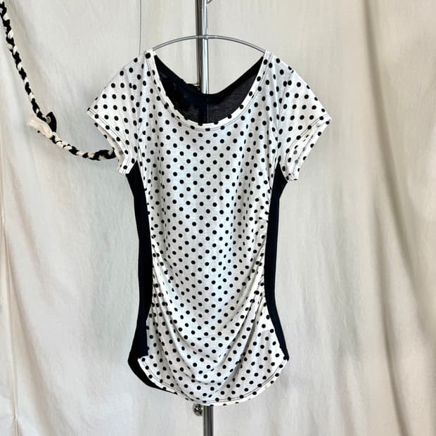 ❢ Comme une femme 도트 셔링 반팔 탑