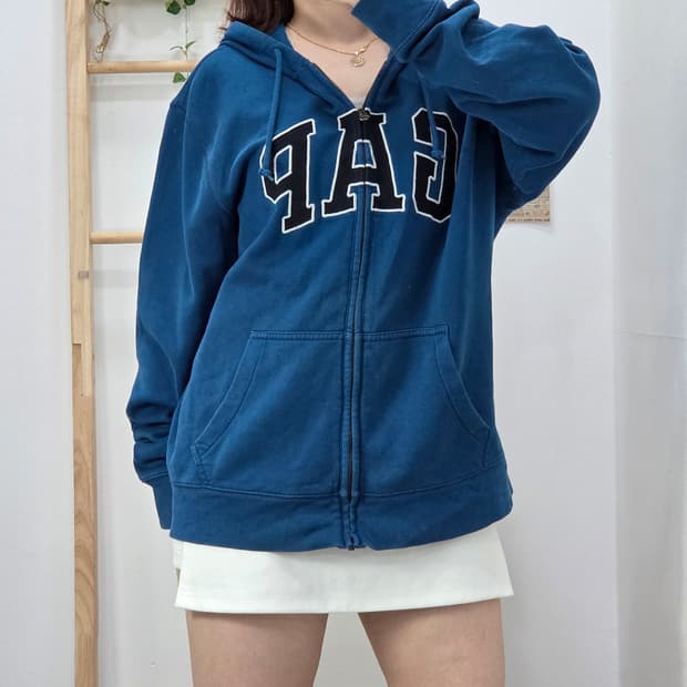 [프립]L/GAP 갭 로고 집업 후드 블루