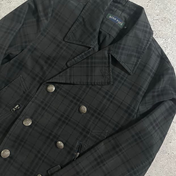 BEAN POLE 체크 더블 코트