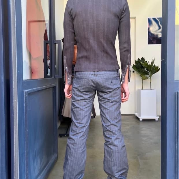 d&g striped double waist pants