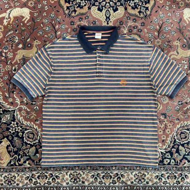 블랙아웃 보더 티셔츠 BLEACH BORDER T SHIRT - Navy