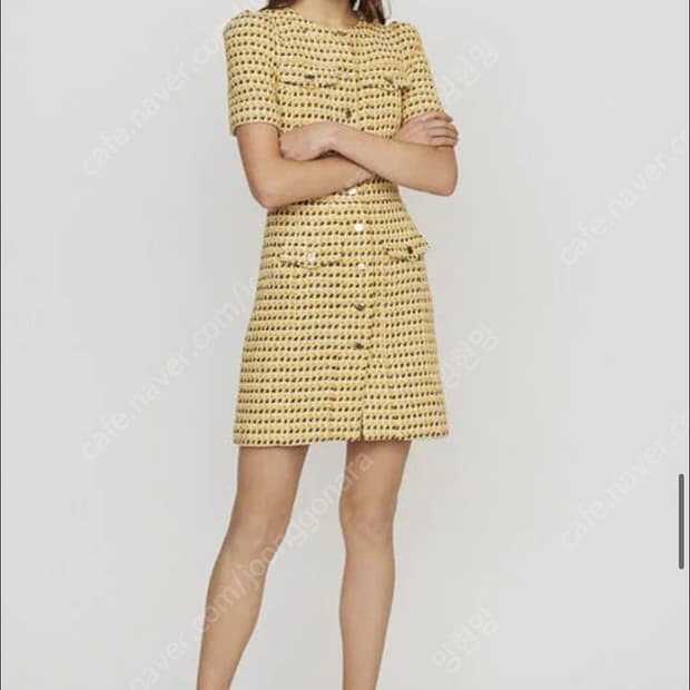 마쥬 트위드 금사 포인트 반팔 미니 원피스 34사이즈
