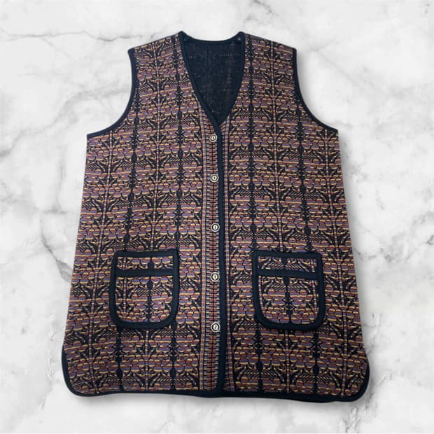 빈티지 - 플라워 패턴 니트 베스트