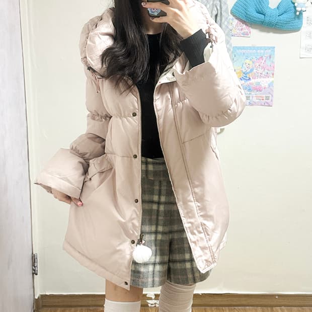 빈티지 핑크 리본 패딩 히메갸루 로걀 라떼 긱시크 히메카지 페어리