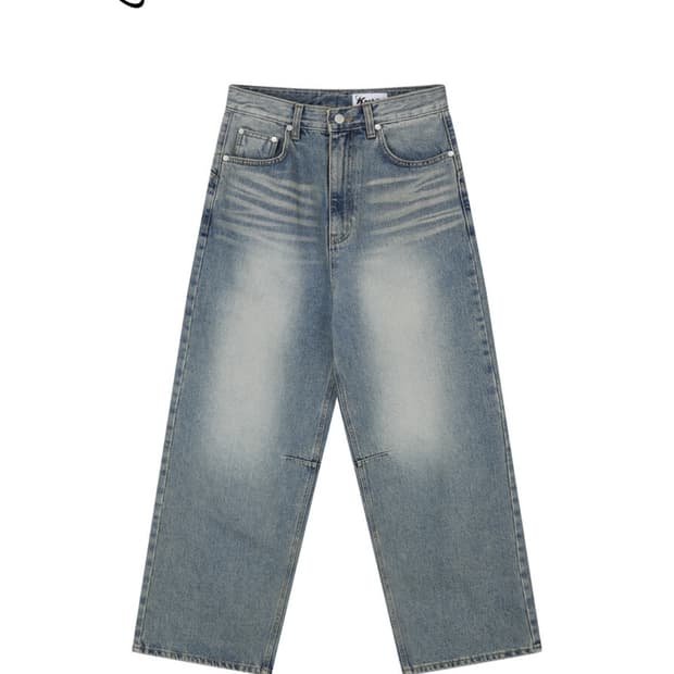 Washed RIvet Wide Jean Light Blue