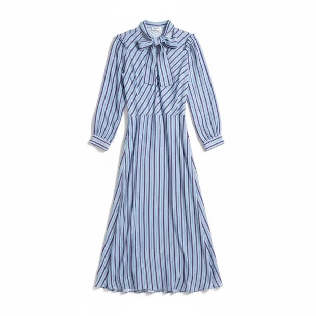 산드로 블루 컬러 스트라이프 드레스 