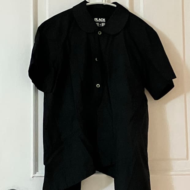 꼼데가르송 블랙 라운드 카라 반팔 셔츠 S