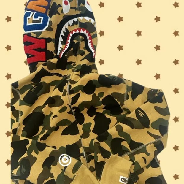 베이프 샤크 후드 집업 카모 황계 M