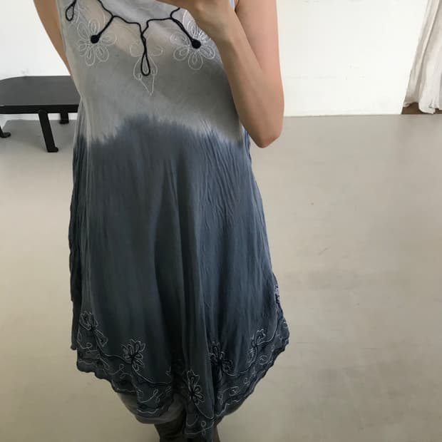 vintage blue stitch sleeveless one-piece