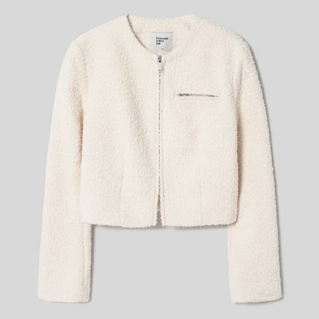 8세컨즈 부클 라운드넥 집업 아이보리