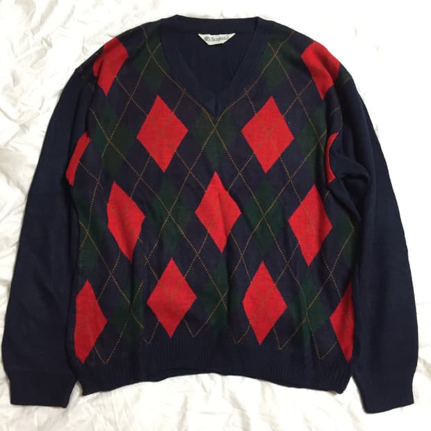 빈티지 아가일 니트