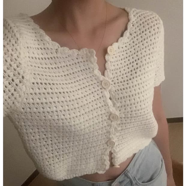 니어웨어 폭키 반팔 니트 아이보리