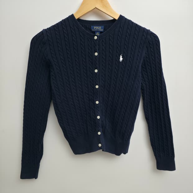 [XS] 폴로 랄프로렌 걸즈 네이비 케이블 가디건 신형 큐알택