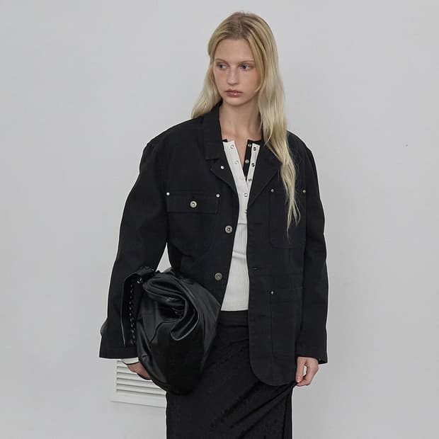 (누아클레 우먼) 옥스포드 프렌치 워크 재킷_블랙