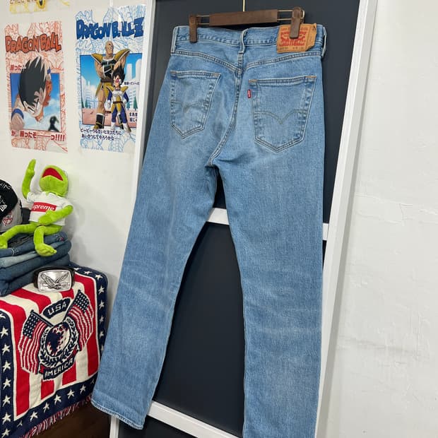 Levis 리바이스 501 버튼플라이 스트레이트 연청 데님 팬츠