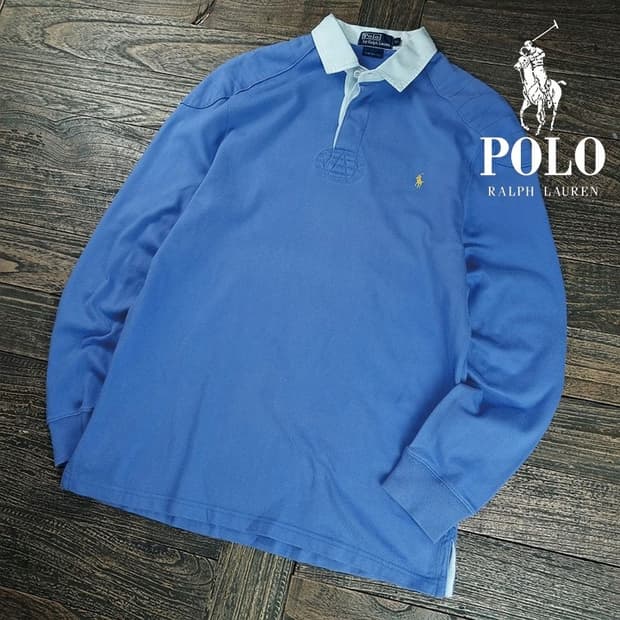 [폴로 랄프로렌] 포니 자수 긴팔 카라티 럭비 셔츠 스카이 M20106