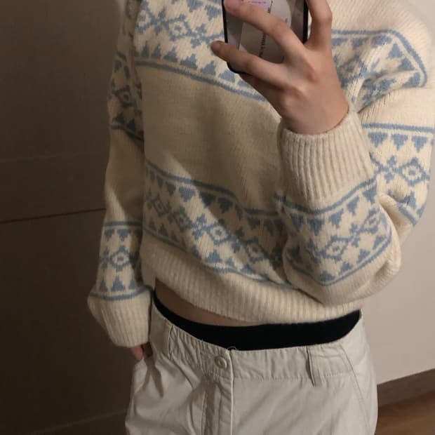 아가일 니트 아이보리