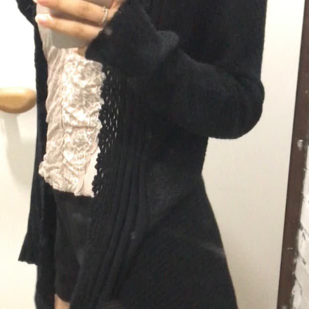 블랙 롱가디건